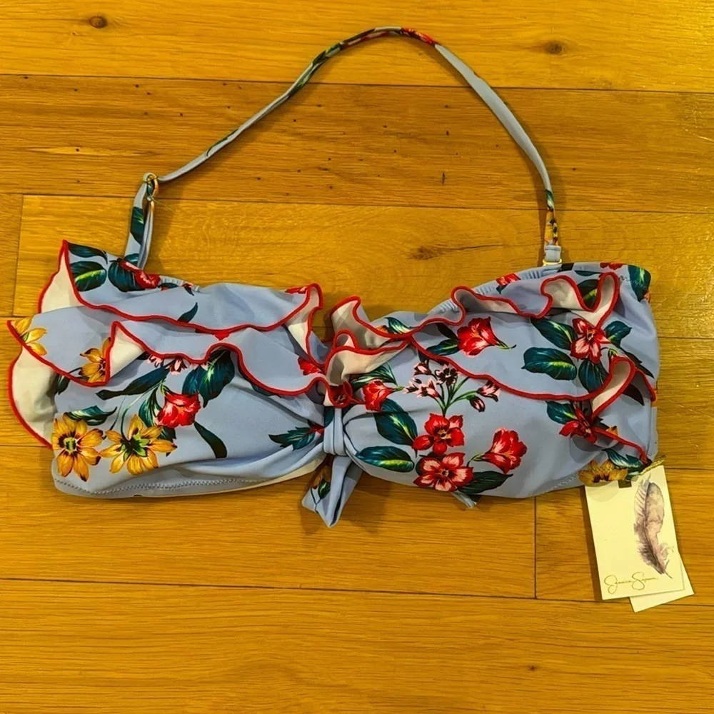 Jessica Simpson Floral Lavender Bikini Top XL NWT